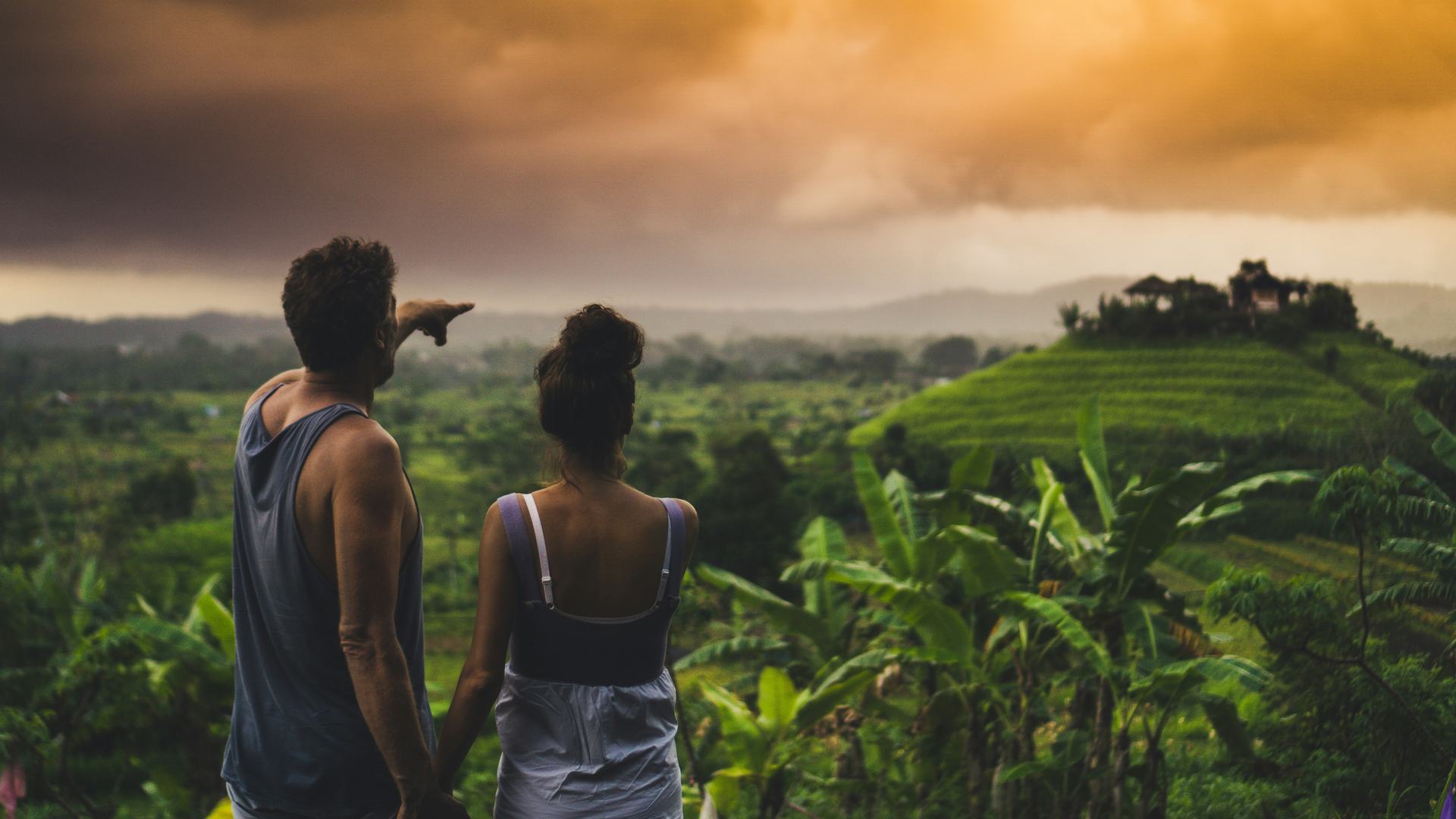 Sunset over the Bali countryside